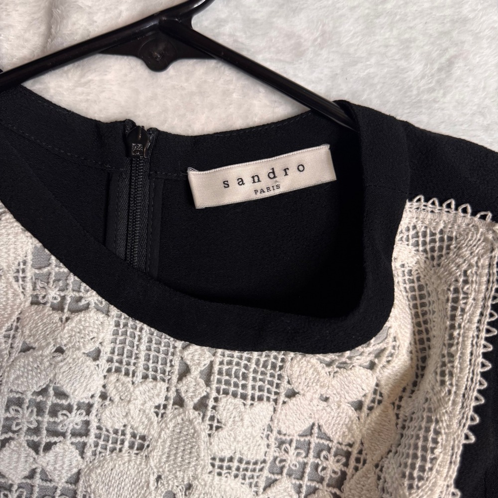 Sandro Black/White Lace Dress‎ US 
Size 1*OG Price $269.50* - Picture 3 of 4